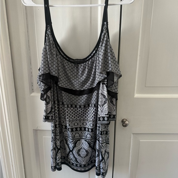White House Black Market Tops - White House Black Market Black and White Cold Shoulder Top